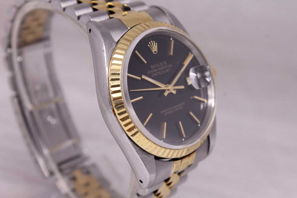 Vintage 1991 Rolex Datejust 16233 36mm 18k Steel Automatic Watch Jubilee Band