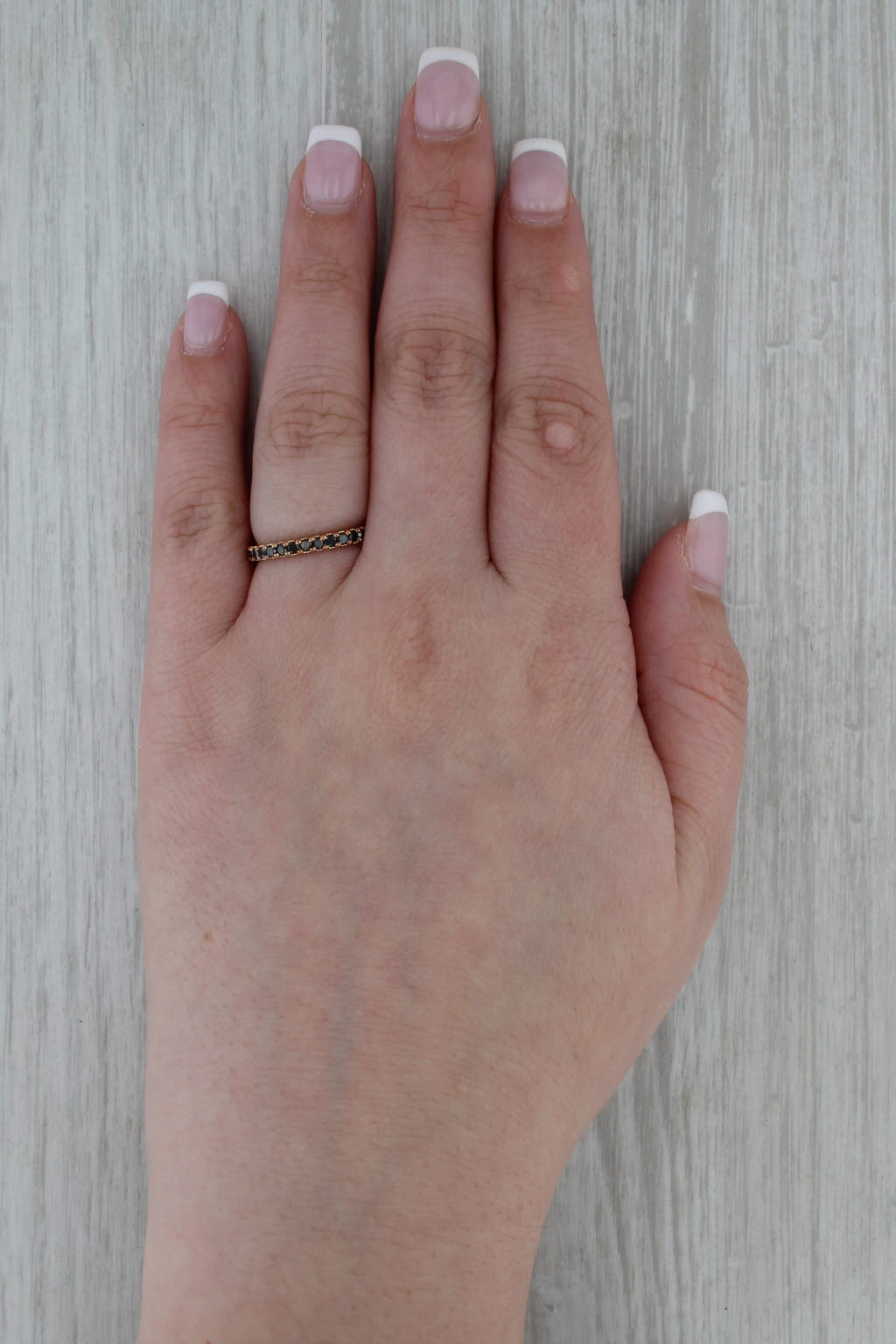 0.80ctw Black Diamond Eternity Ring 18k Rose Gold Size 5.5 Stackable Band