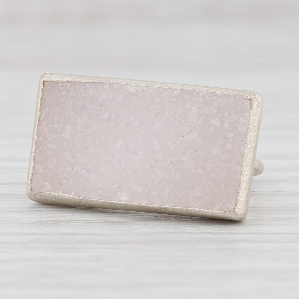 New Nina Nguyen White Druzy Quartz Ring Sterling Silver Size 7 Statement
