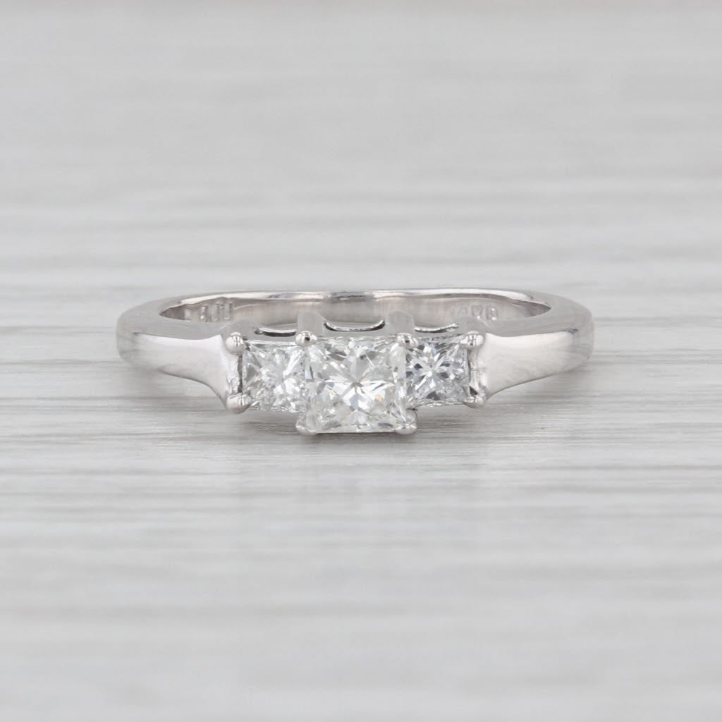 0.49ctw Princess Diamond 3-Stone Engagement Ring 14k White Gold Size 3.75