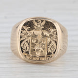 Light Gray Hand Engraved Coat of Arms Signet Ring 18k Gold Family Crest Esse Quam Videri