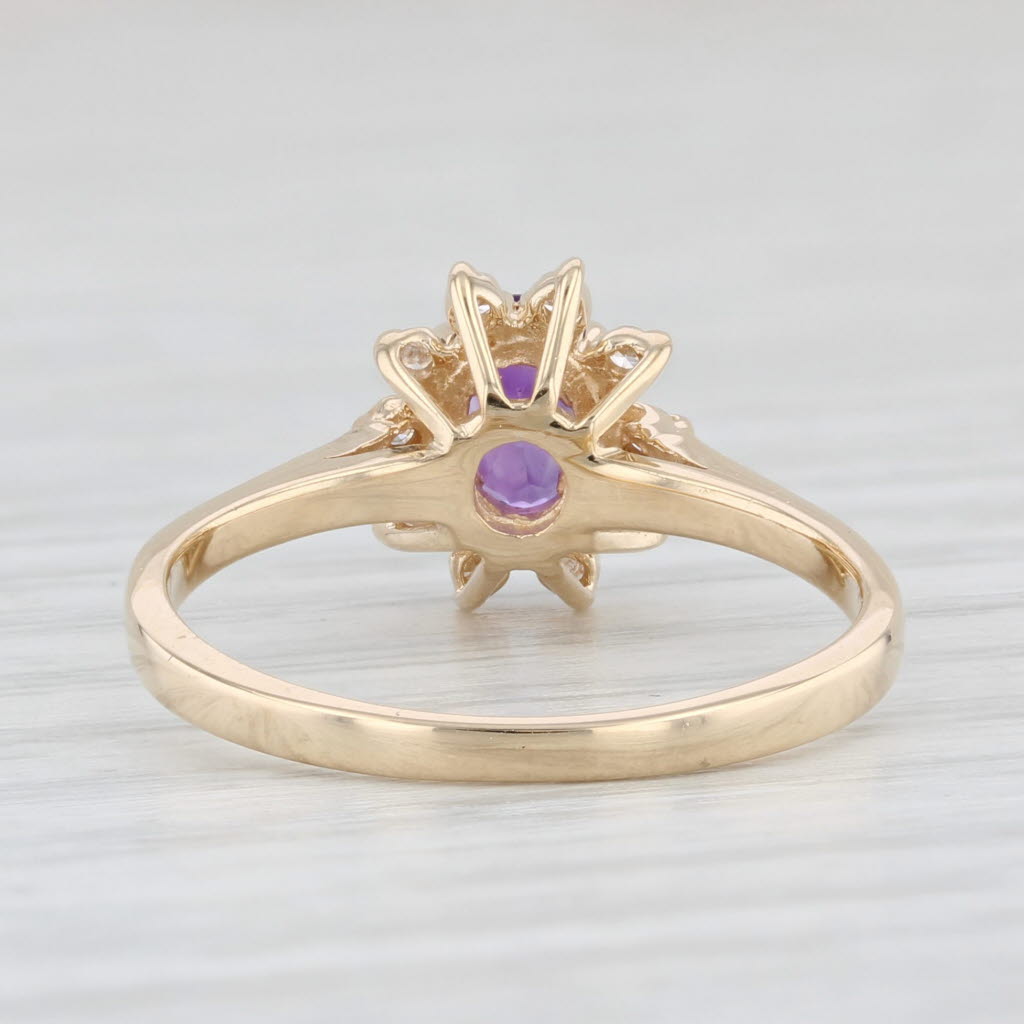 Light Gray 0.50ctw Amethyst Diamond Halo Ring 14k Yellow Gold Size 6