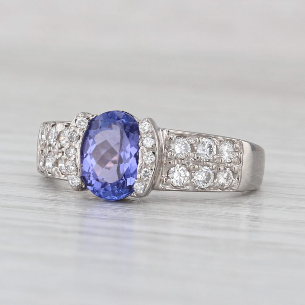 2.02ctw Oval Tanzanite Diamond Ring 18k White Gold Size 7.75