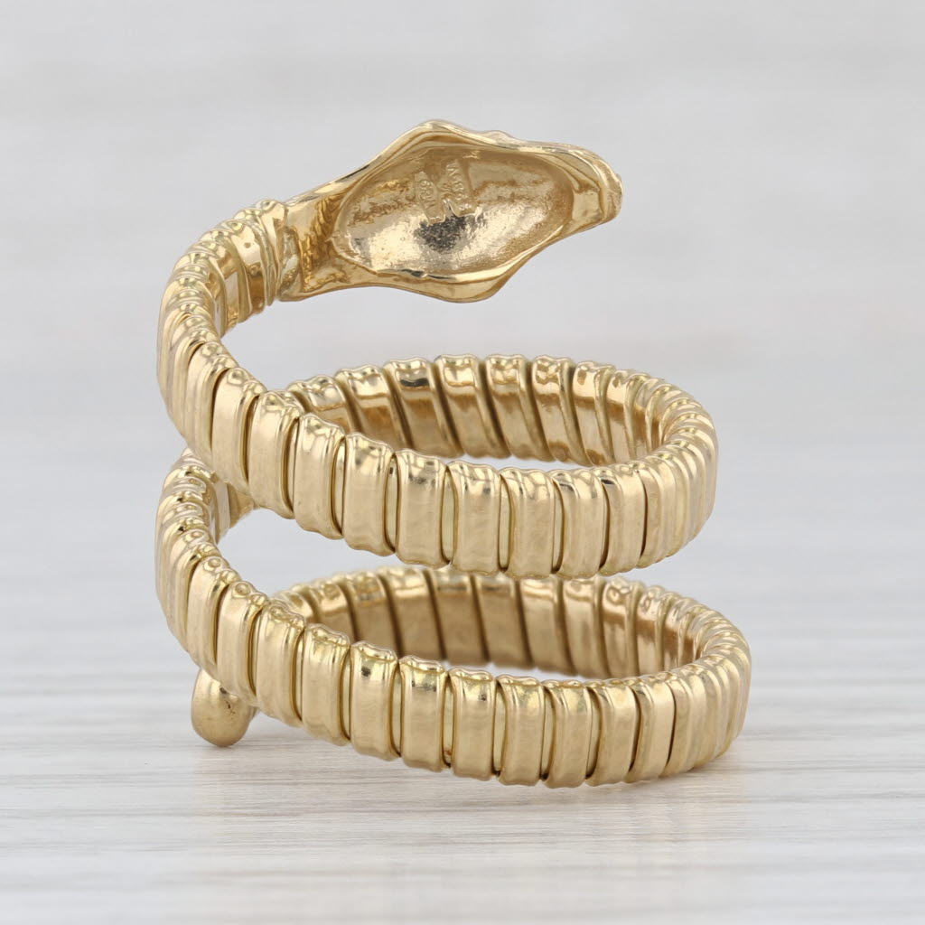 Flexible Coiled Snake Ring 18k Yellow Gold Size 5.5 Adjustable Vieri Gioielli