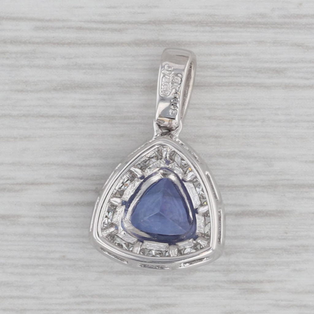 Gray 1.30ctw Tanzanite Diamond Halo Pendant 18k White Gold Dyach