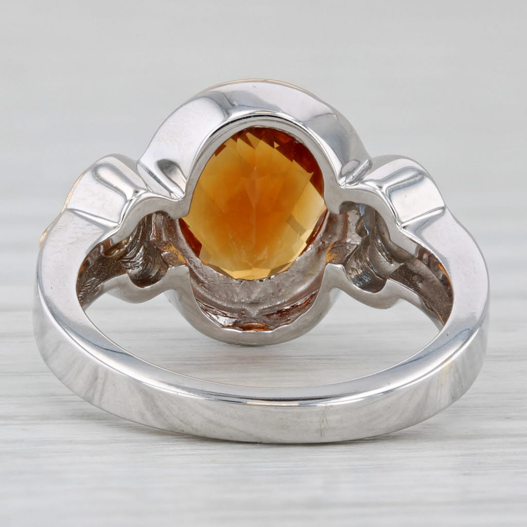 Light Gray 2.85ctw Orange Citrine Blue Sapphire Ring 14k Rose White Gold Size 6