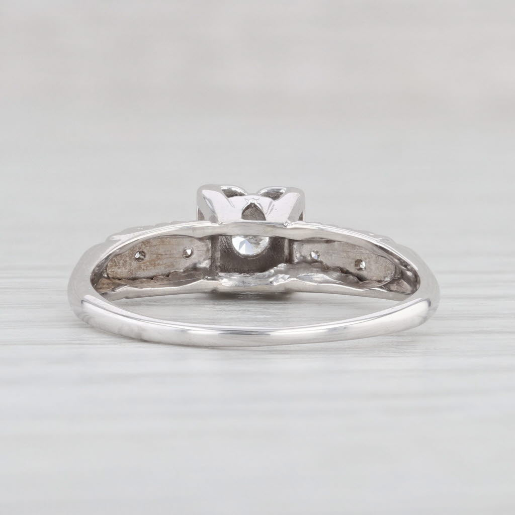 Light Gray Vintage 0.10ctw Diamond Engagement Ring 14k White Gold Size 9