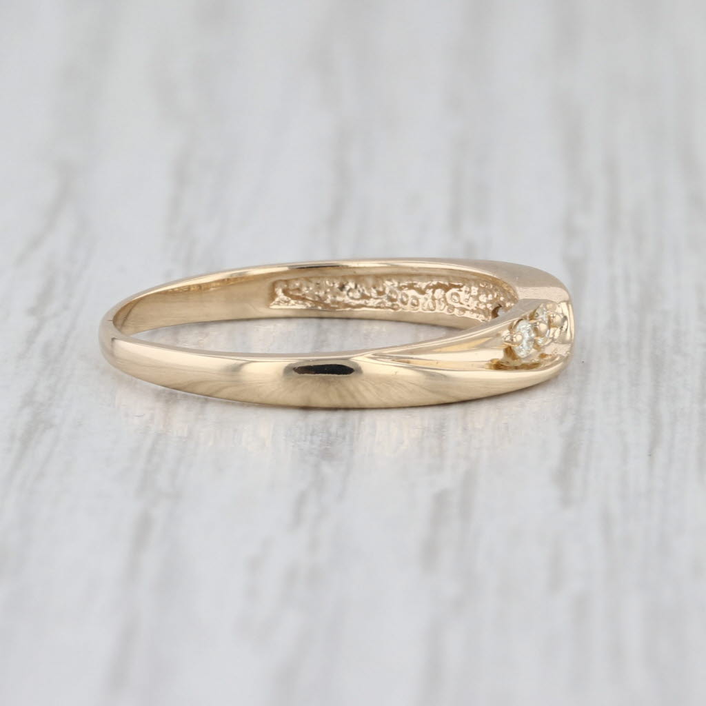 Diamond Crossover Wedding Band 14k Yellow Gold Size 7 Stackable Ring