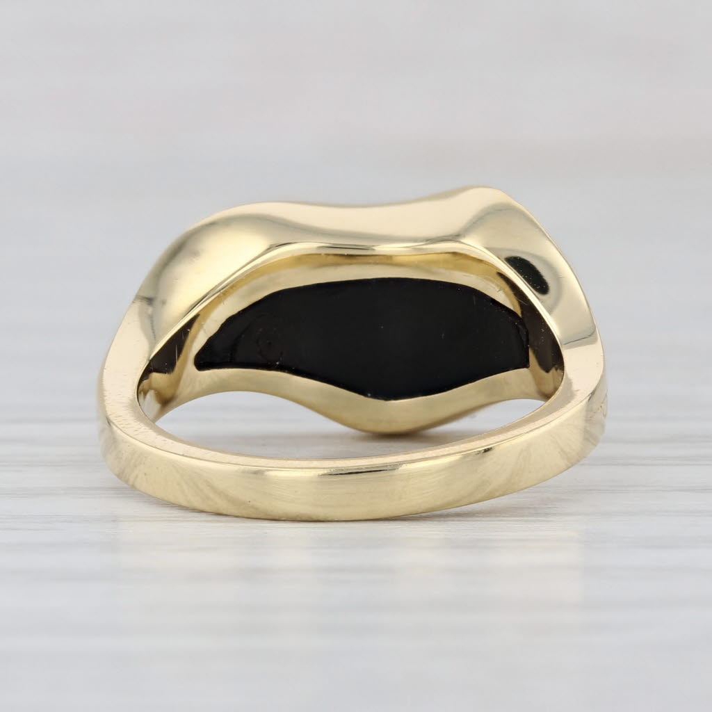 Bernard K Passman Contoured Black Coral Diamond Ring w/ Papers 18k Gold Sz 6.75