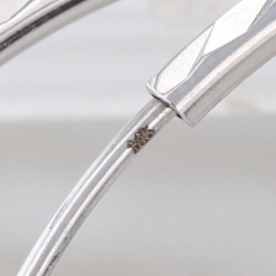 Chevron Pattern Hoop Earrings 14k White Gold 47.2 x 2mm Round Hoops