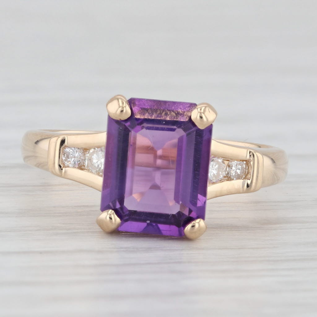 Light Gray 2.05ctw Amethyst Diamond Ring 14k Yellow Gold Size 5.5