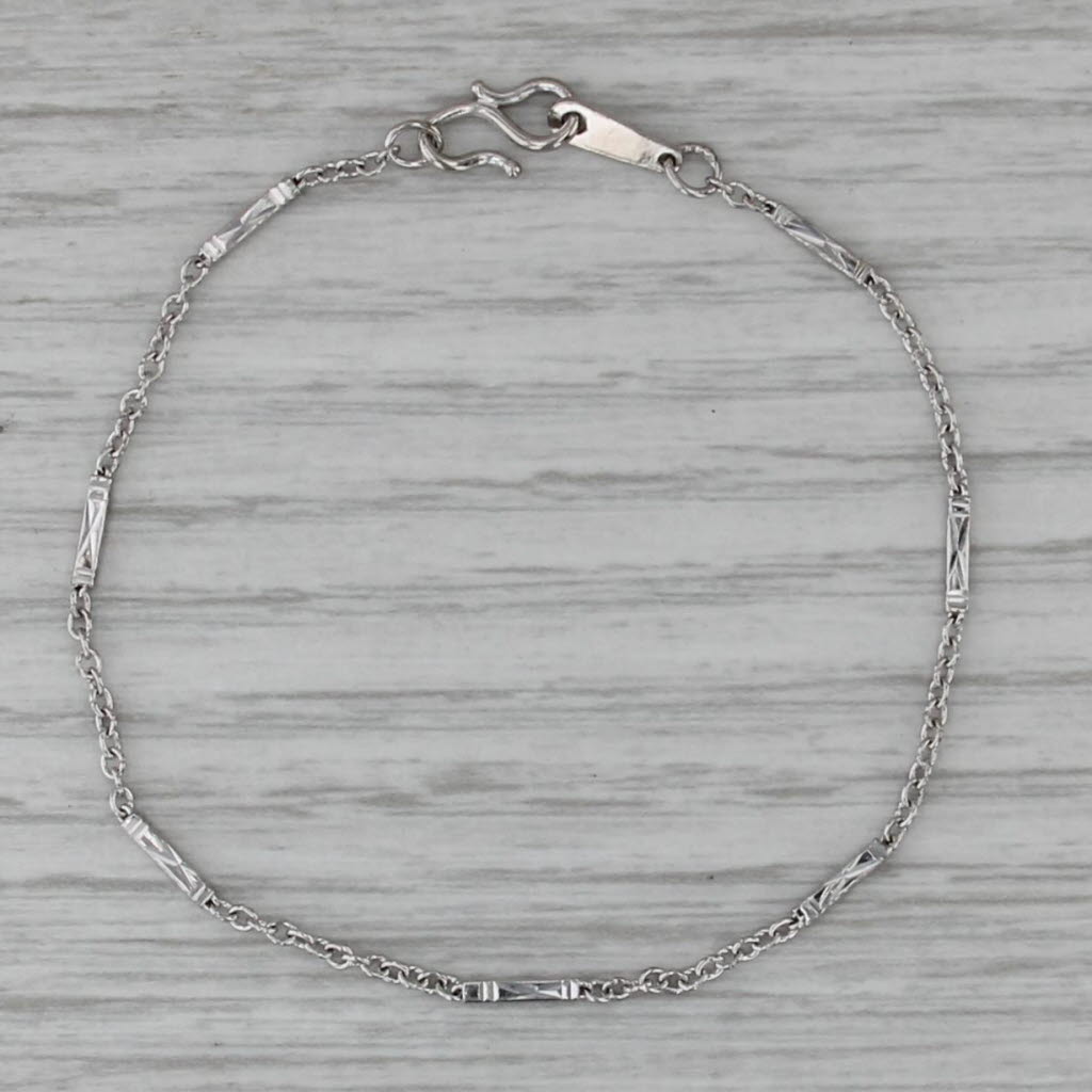 Bar & Cable Chain Necklace 995 Platinum 6.5" 1.4mm