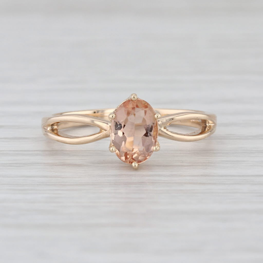 0.84ct Oval Solitaire Peach Orange Topaz Ring 14k Rose Gold Size 6.25