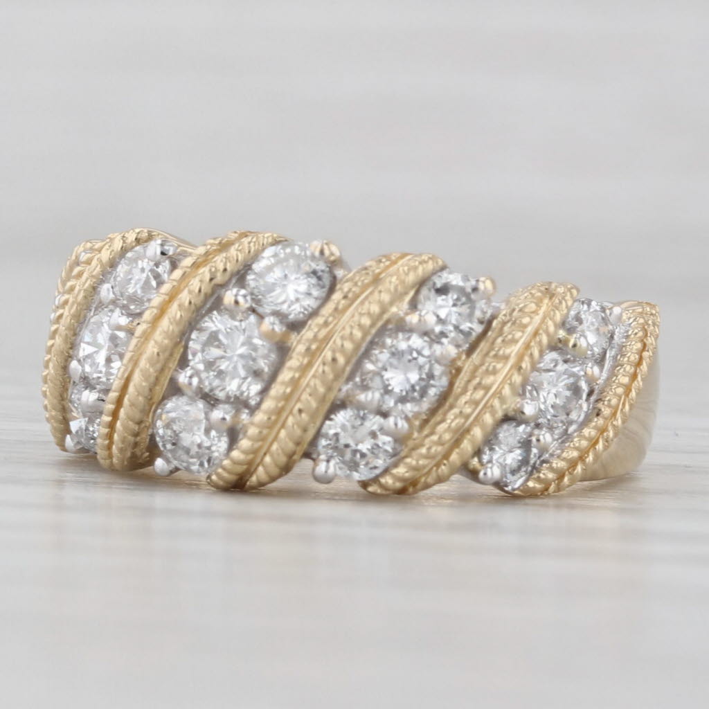 Light Gray 0.77ctw Diamond Rows Ring 14k Yellow Gold Size 5