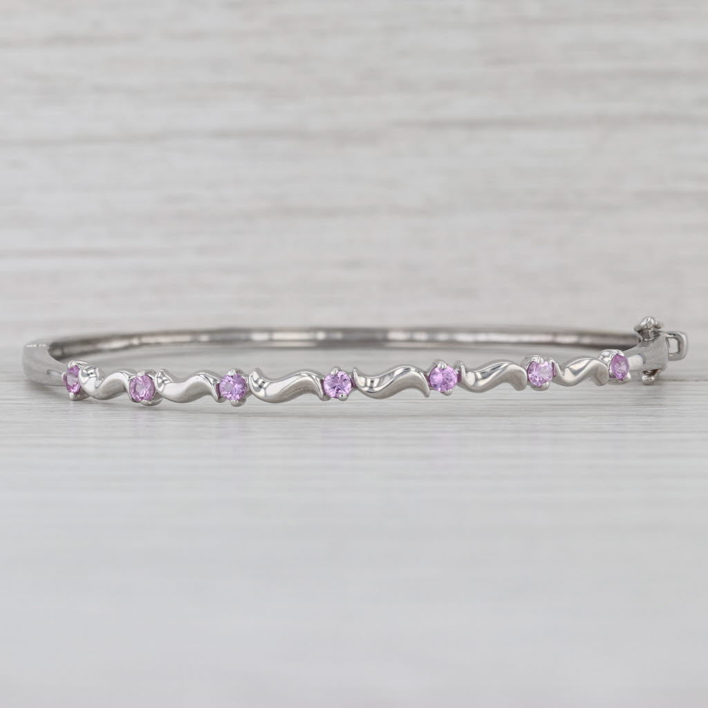 0.50ctw Pink Sapphire Bangle Bracelet 14k White Gold 6.75"