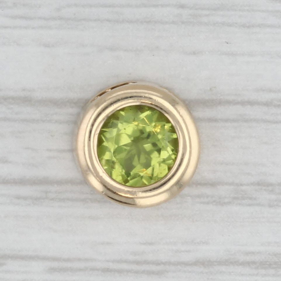 0.90ct Peridot Solitaire Slide Charm Pendant 14k Yellow Gold