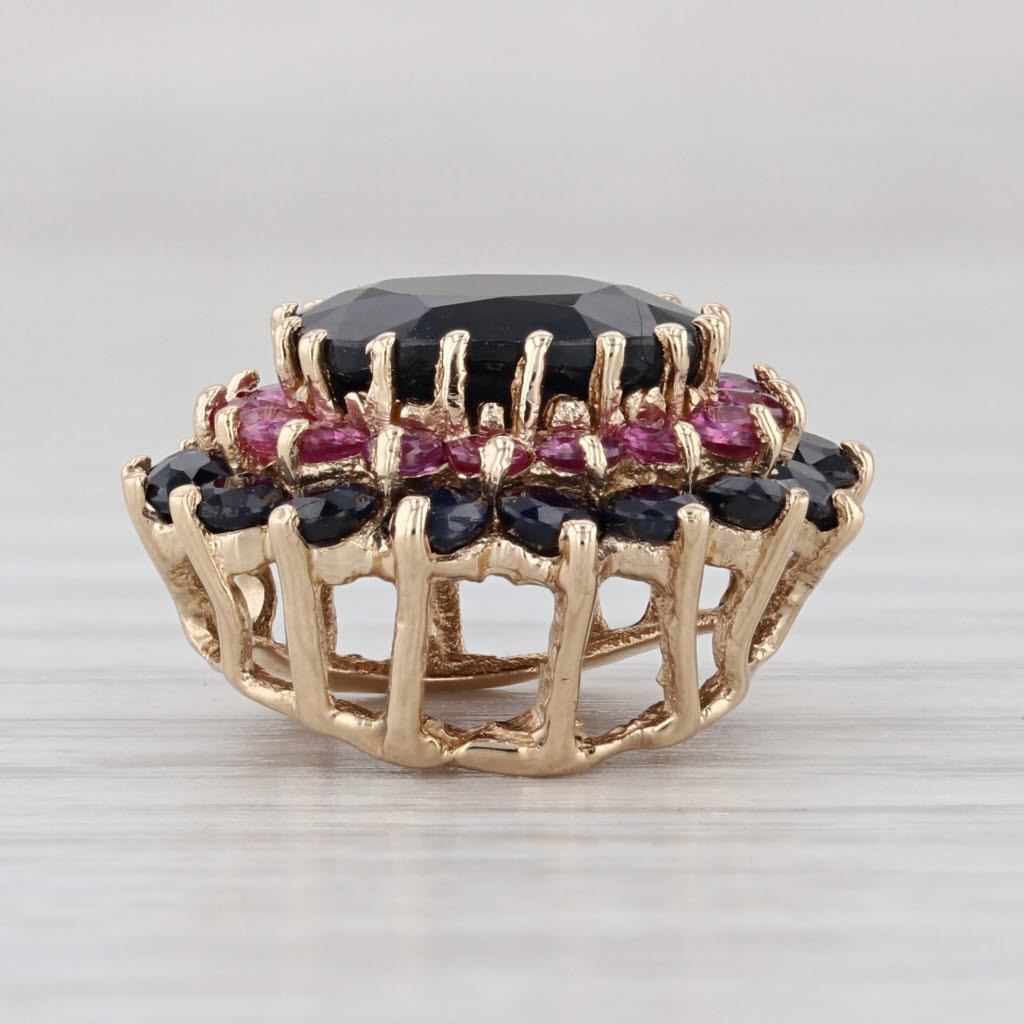 5ctw Black Sapphire Ruby Flower Pendant Slide Charm 14k Yellow Gold