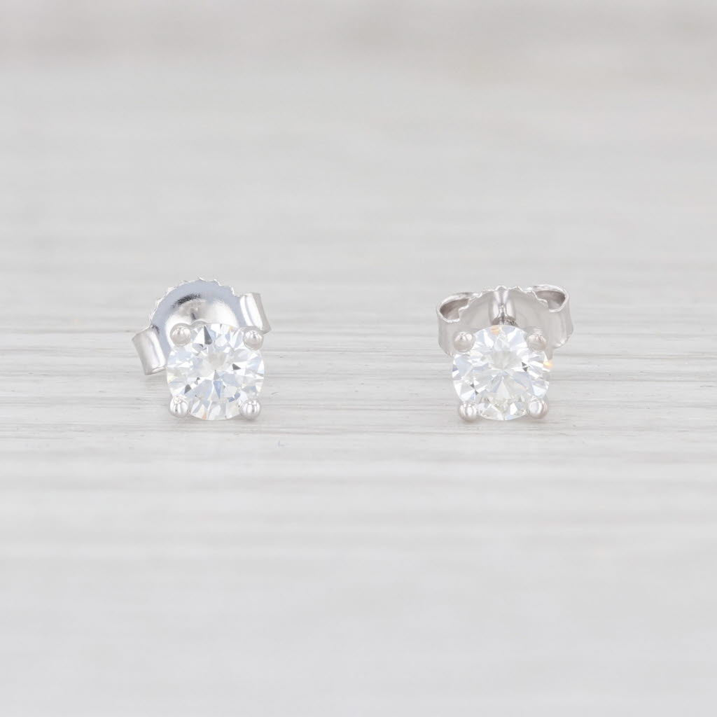 Light Gray 0.42ctw Diamond Stud Earrings 14k White Gold Round Brilliant Solitaire Studs