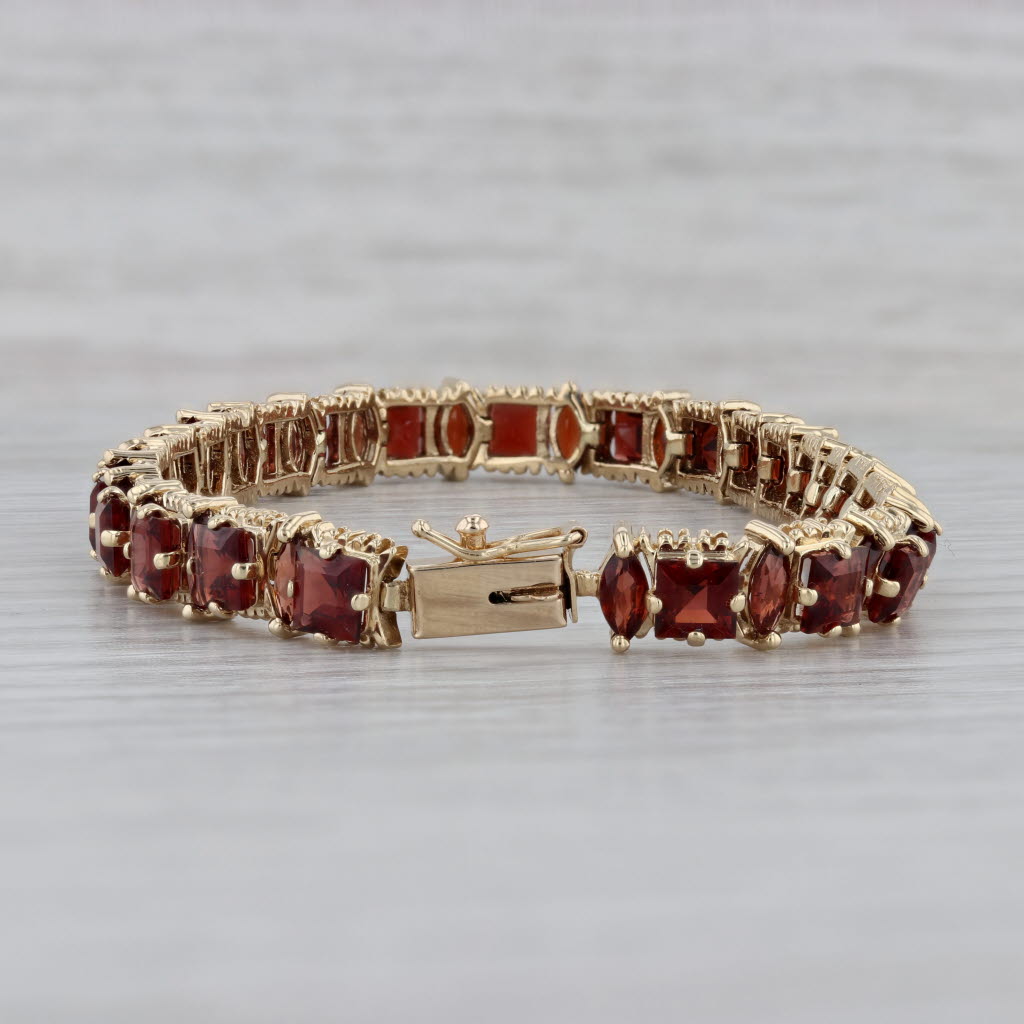 Gray 15ctw Garnet Tennis Bracelet 14k Yellow Gold 7.25" 6.4mm