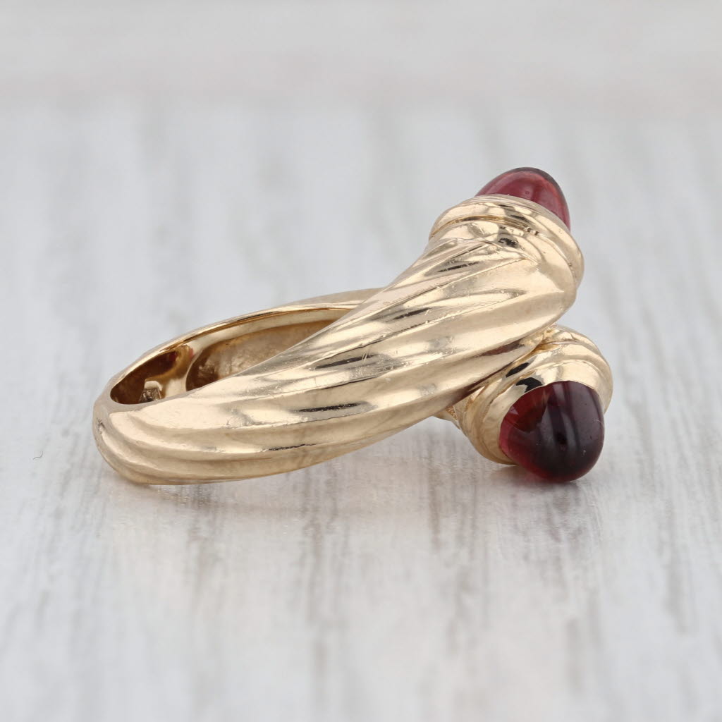 Garnet Cabochons Bypass Ring 14k Yellow Gold Size 5.75