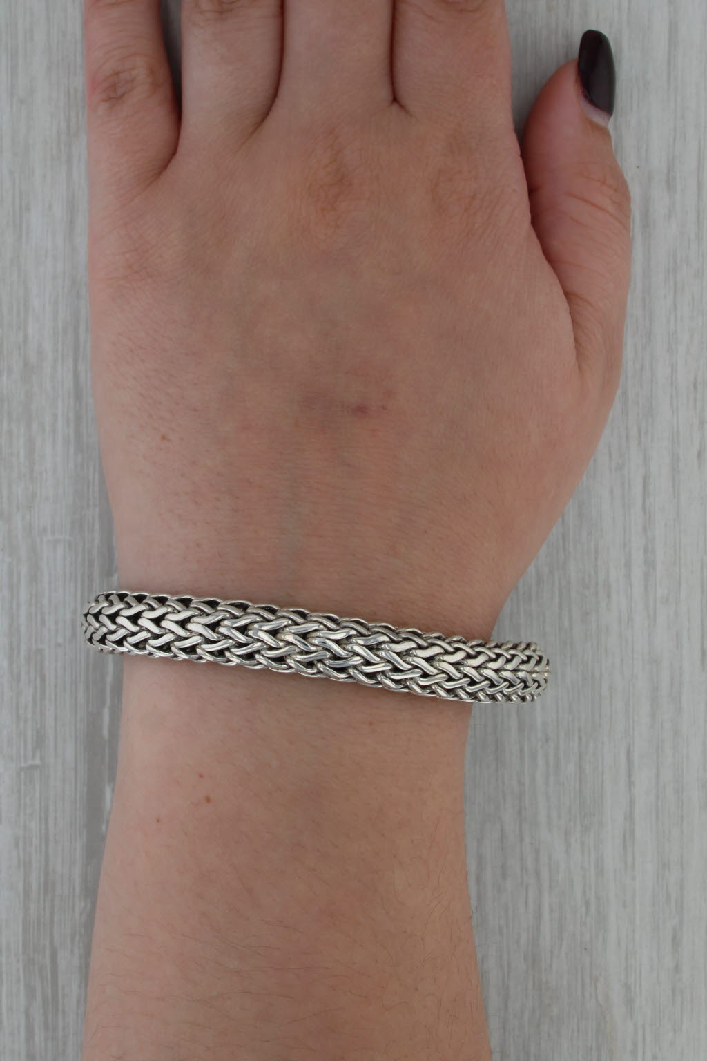 John Hardy Classic Wheat Chain Bracelet Sterling Silver 18k Gold 6.75" 10.5mm