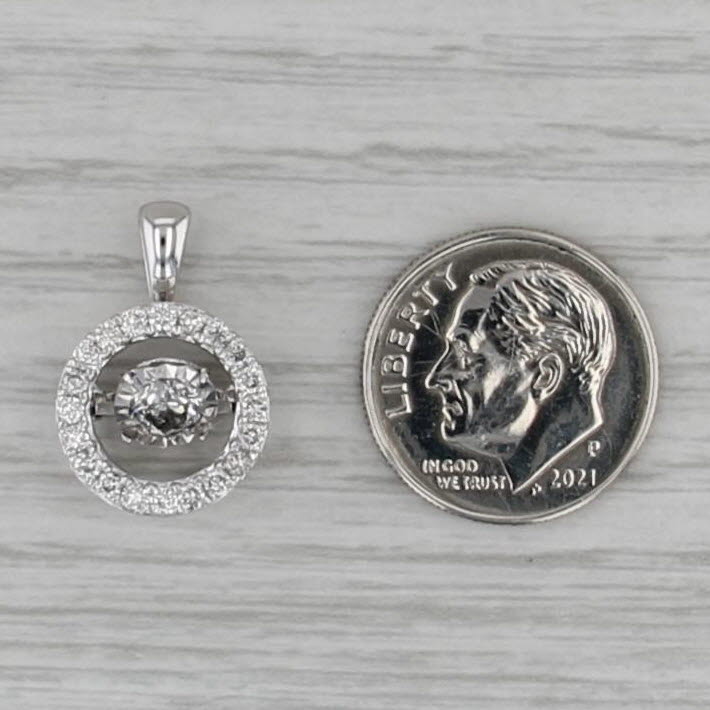 0.57ctw Floating Diamond Halo Pendant 14k White Gold Small Drop