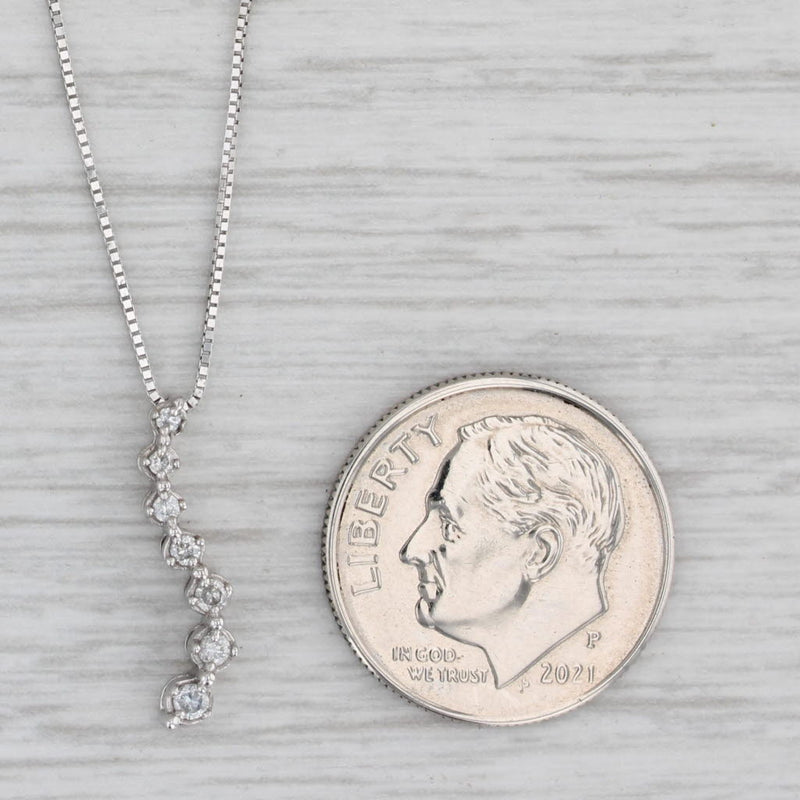 Gray Diamond Journey Pendant Necklace 10k White Gold 18.25” Box Chain