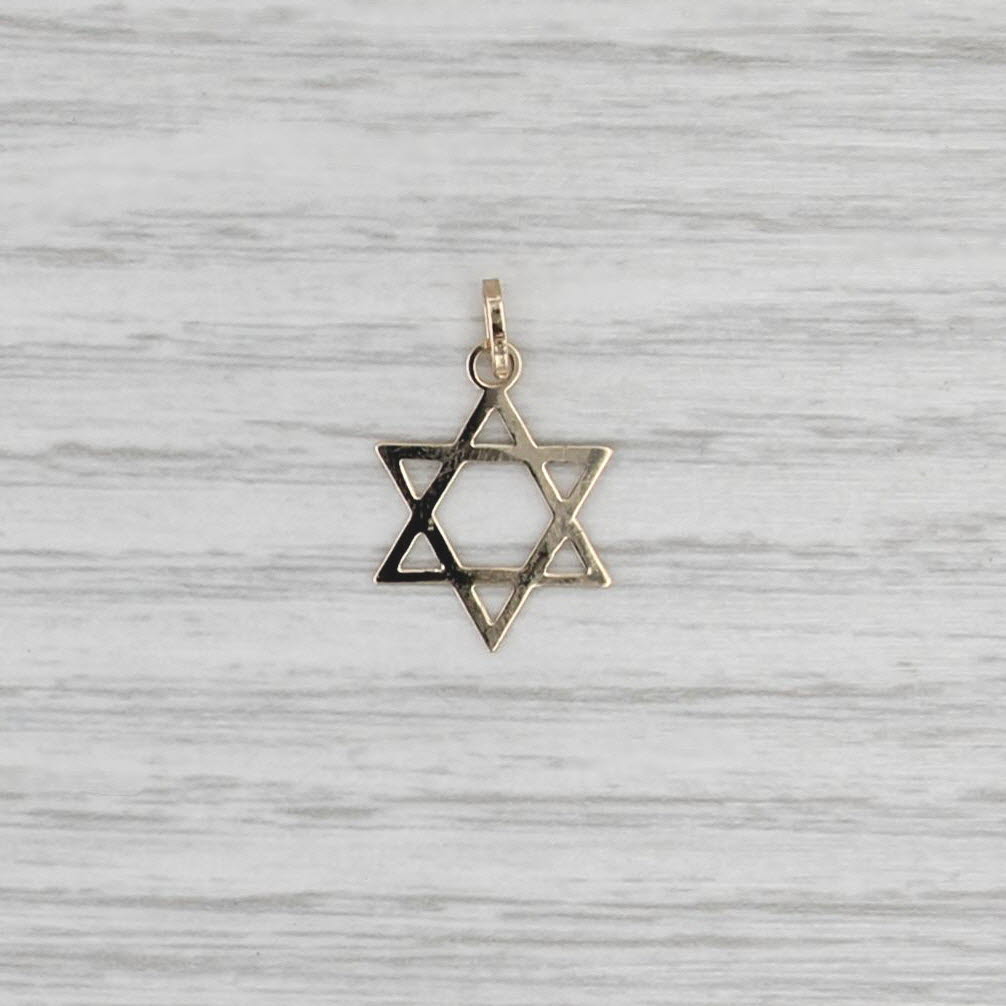 Hebrew Star of David Pendant 14k Yellow Gold Judaica Charm Small Light Weight