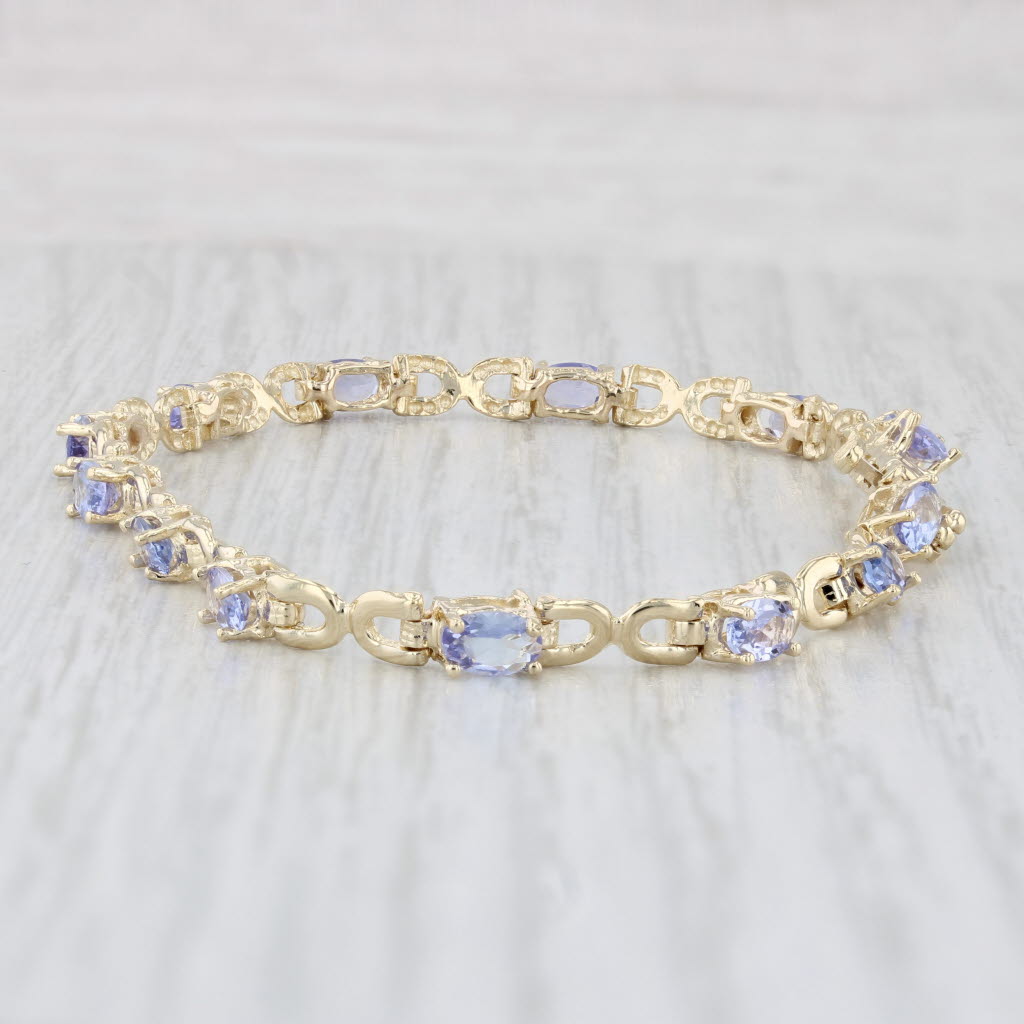 Light Gray 3.50ctw Tanzanite Tennis Bracelet 14k Yellow Gold 7" 3.7mm