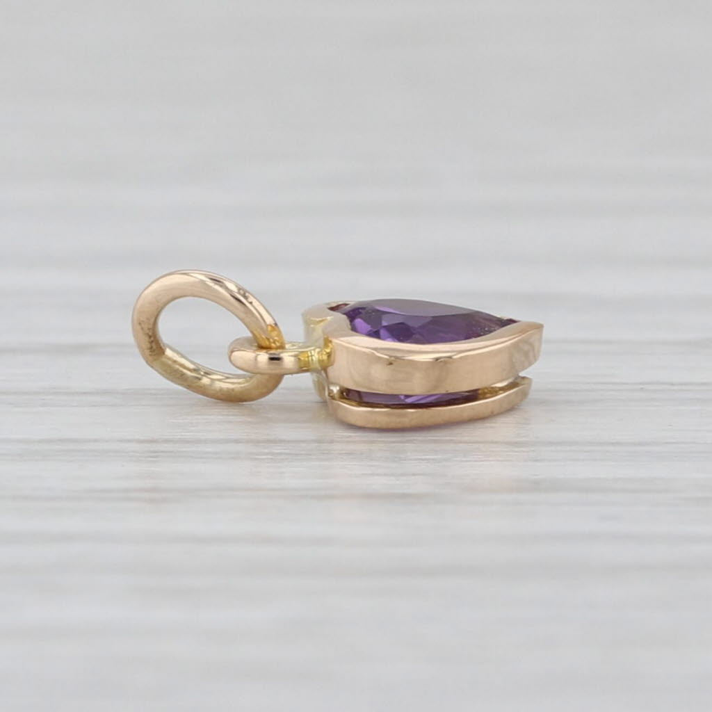0.40ct Amethyst Small Heart Charm 14k Yellow Gold February Birthstone Pendant