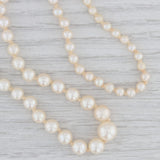 Gray Vintage Tapering Cultured Pearl Strand Necklace 10k Gold 19"