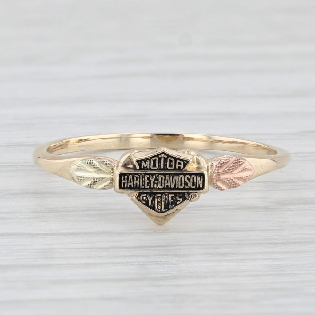 Light Gray Harley Davidson Motorcycles Logo Signet Ring 10k Yellow Gold Size 8 Stamper