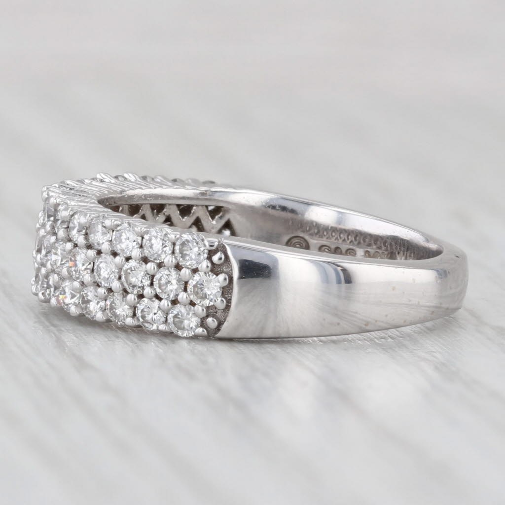 Light Gray 1.25ctw Pave Diamond Ring 14k White Gold Size 8.5 Wedding Anniversary Band