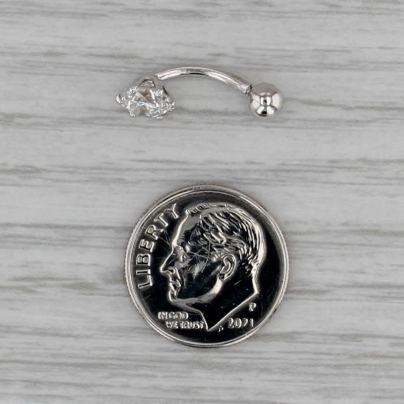 GIA 0.81ct Round Diamond Solitaire Barbell Naval Piercing 18k White Gold
