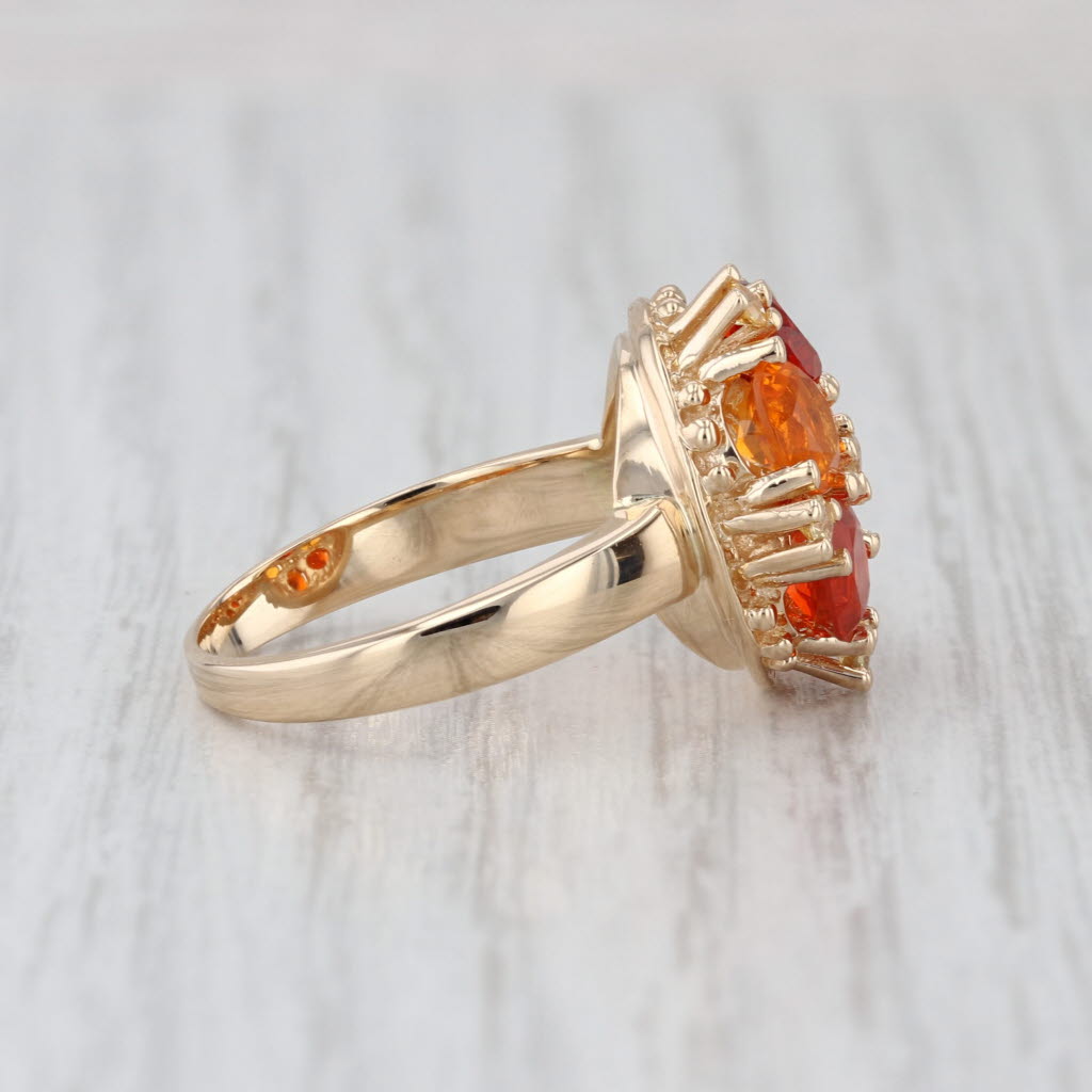 Yellow Orange Fire Opal Cluster Ring 14k Yellow Gold Size 7