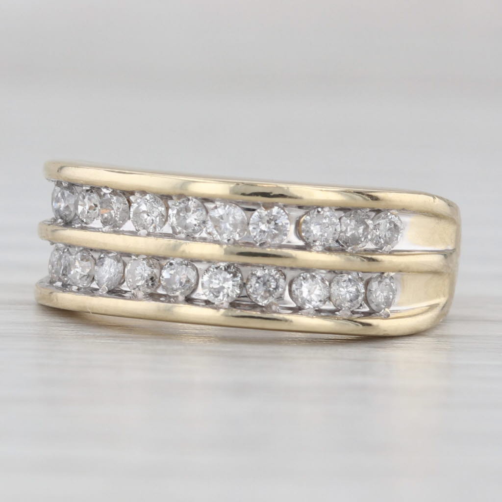Light Gray 0.44ctw Diamond Double Band Ring 14k Yellow Gold Size 5-5.25 Wedding Stackable