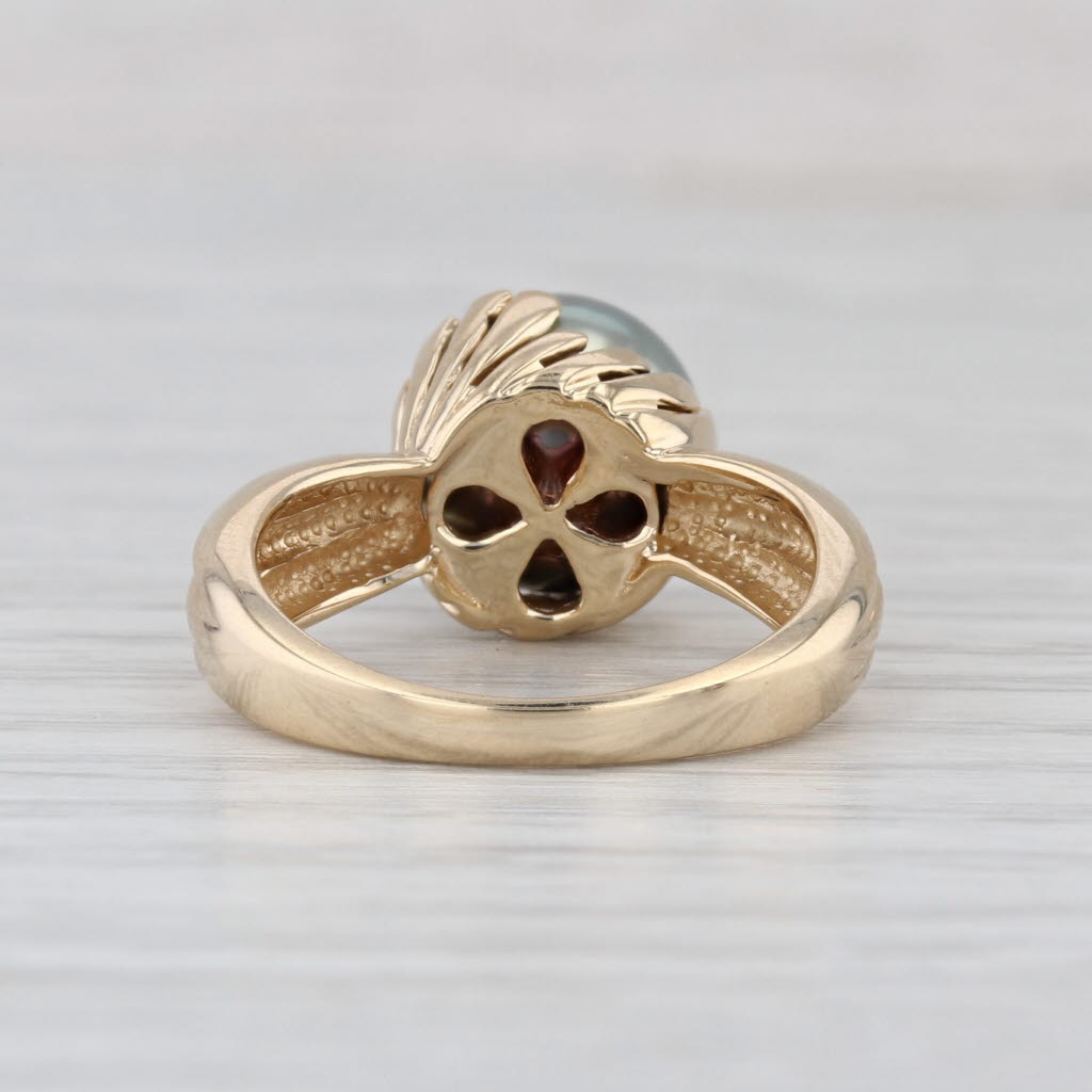Gray Saltwater Cultured Pearl Solitaire Ring 14k Yellow Gold Size 7