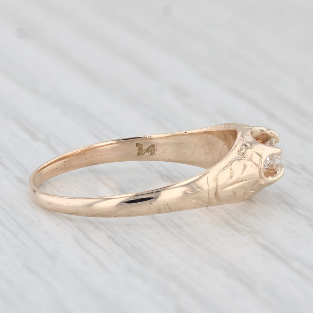 Light Gray Antique Diamond Solitaire Ring 14k Yellow Gold Size 7 Etched Band
