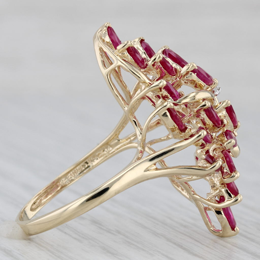 Gray 3.54ctw Ruby Diamond Cluster Cocktail Ring 14k Yellow Gold Size 10.5