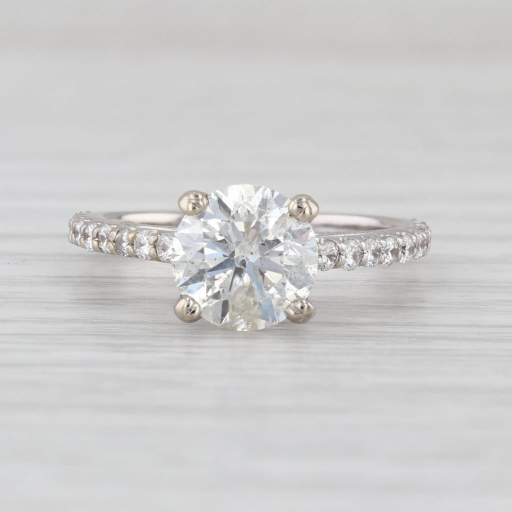 2.50ctw Round Diamond Engagement Ring 14k White Gold Size 6.5 Cathedral Band