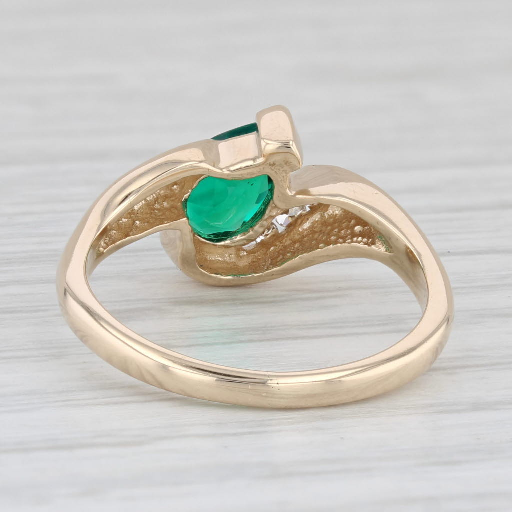 Light Gray 0.77ctw Pear Lab Created Emerald Diamond Ring 14k Yellow Gold Size 6.5