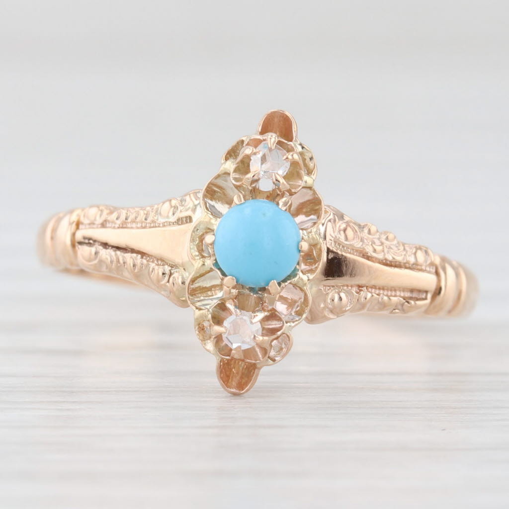 Light Gray Victorian Diamond Ring 9k Yellow Gold Size 7.5 Antique