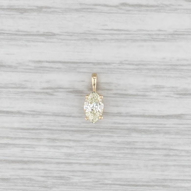 New 0.55ct Marquise Diamond Solitaire Pendant 14k Yellow Gold Small Drop