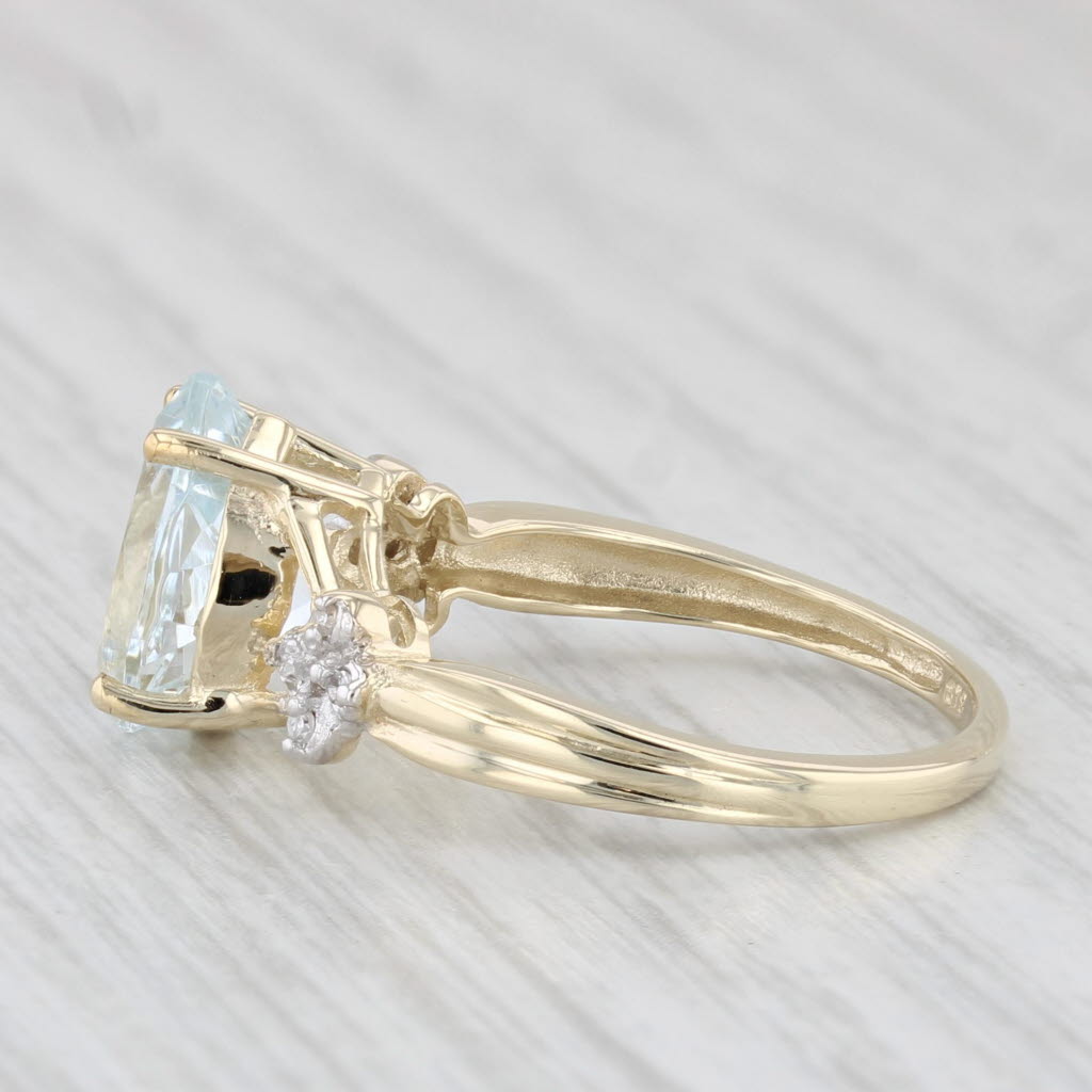 Light Gray 2.22ctw Pear Aquamarine Diamond Ring 10k Yellow Gold Size 6