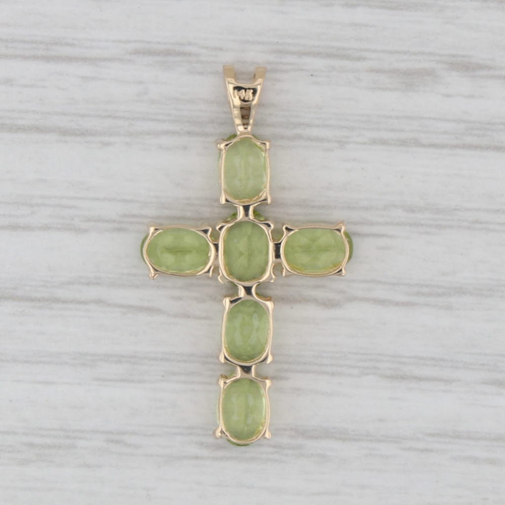 Gray 3ctw Green Peridot Cross Pendant 14k Yellow Gold