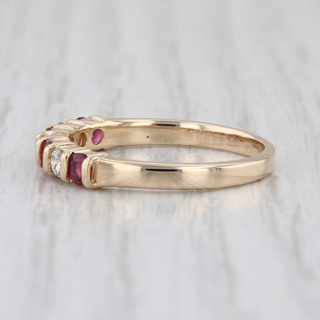 0.48ctw Ruby Diamond Stackable Ring 14k Yellow Gold Size 6.5 Bridal