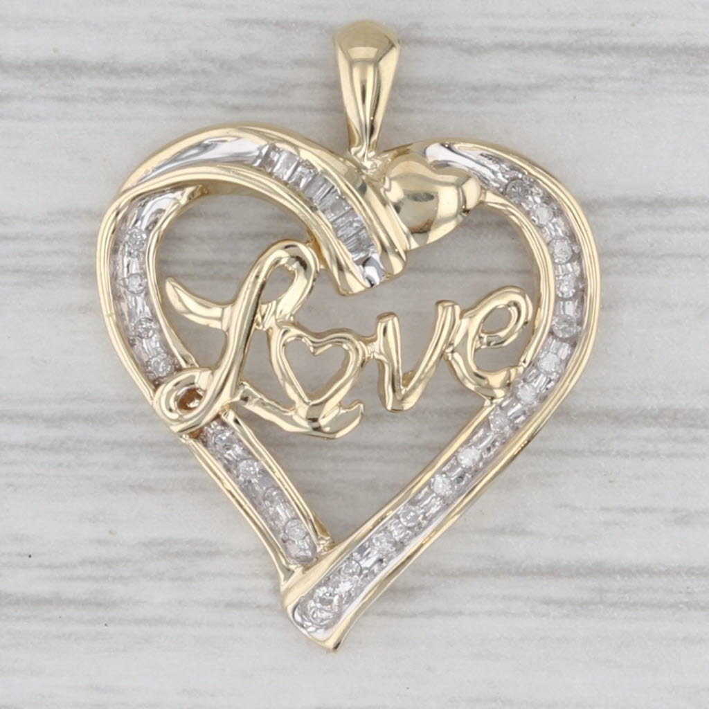 0.10ctw Diamond Love Heart Pendant 10k Yellow Gold