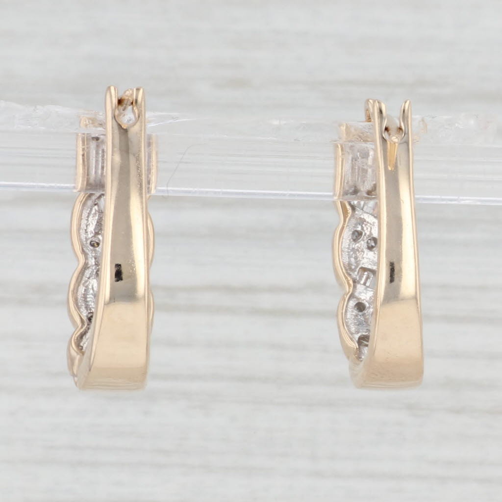 Light Gray 0.33ctw Diamond oval Hoop Earrings 10k Yellow Gold Snap Top Pierced