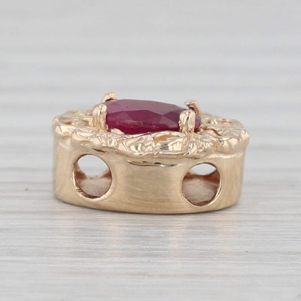 1ct Oval Ruby Solitaire Slide Bracelet Charm 14k Yellow Gold Vintage