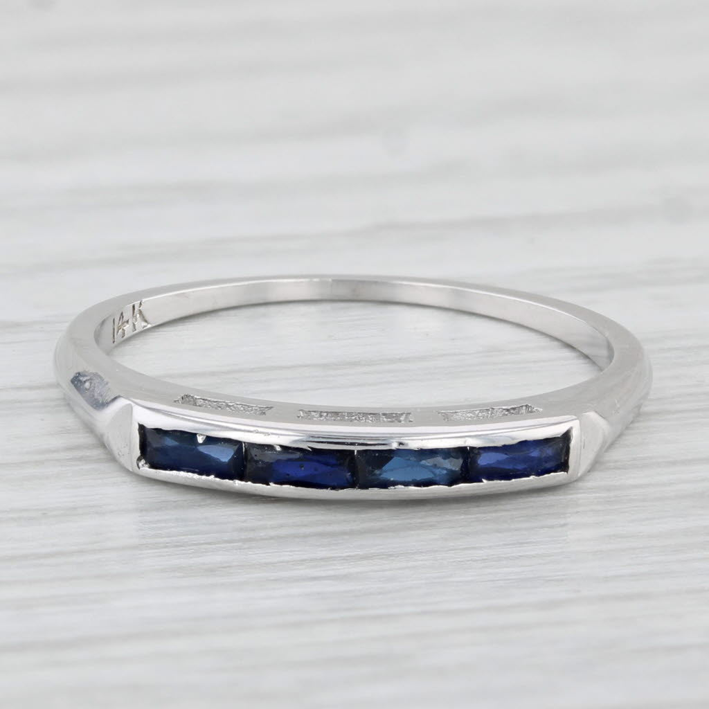 Light Gray Vintage 0.30ctw Lab Created Blue Sapphire Ring 14k Gold Sz 6.5 Stackable Band